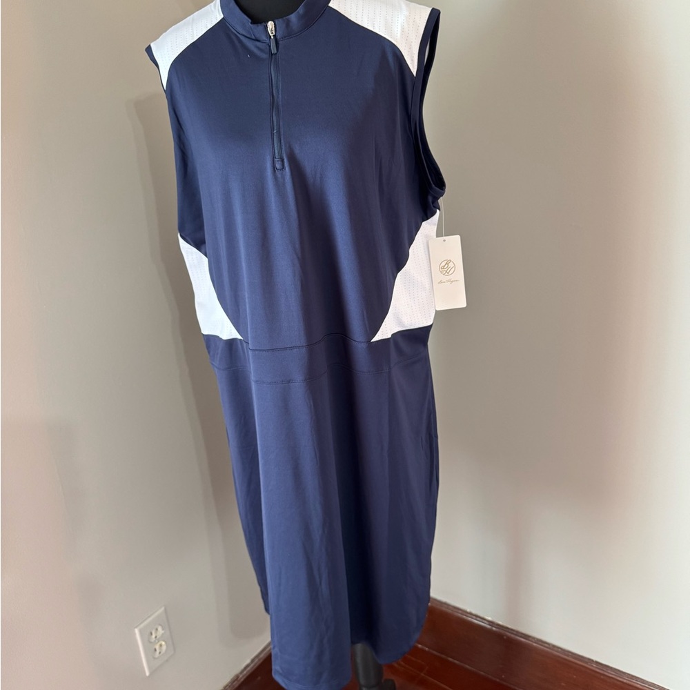 NWT moisture,wicking sun, protection Navy and White Sleeveless exercise Dress